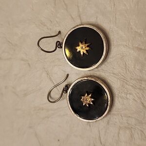 Black earrings with gold star accent FEEL BEAUTIFUL